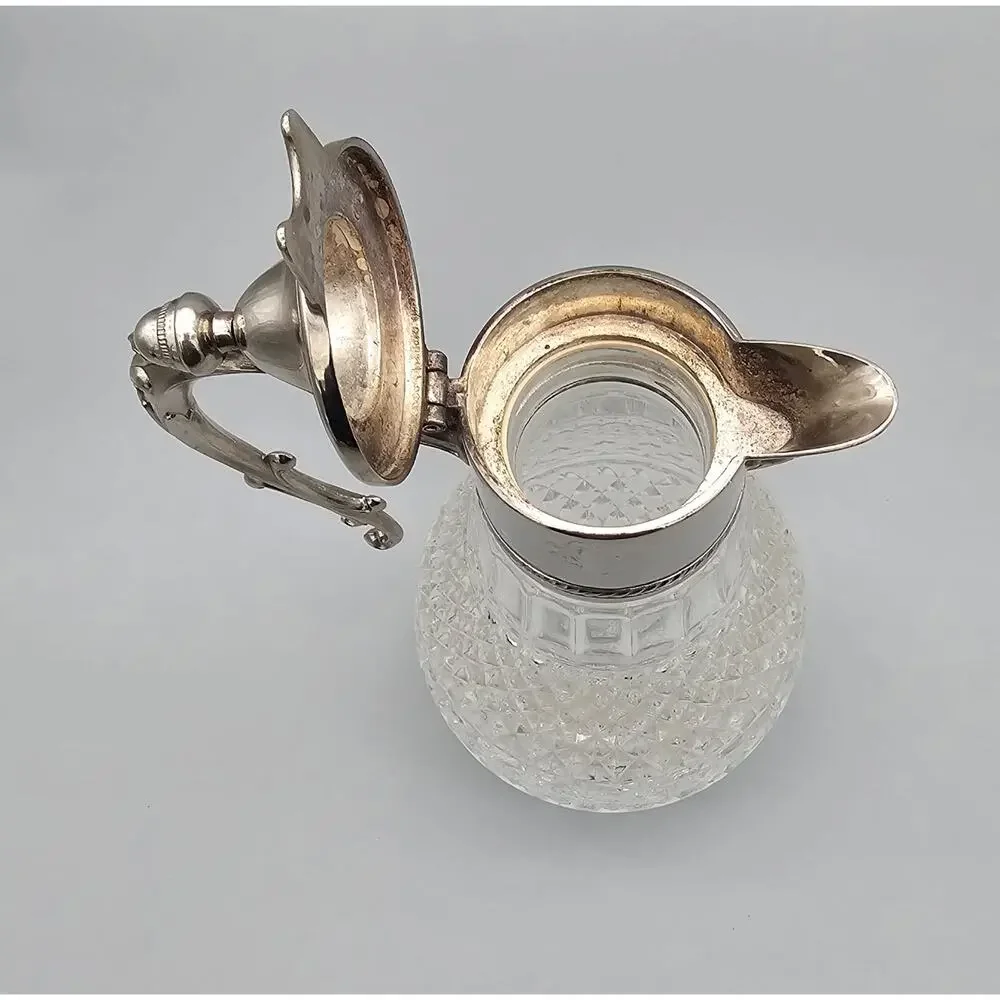 Vintage Sheraton-like Cut Crystal Water Pitcher Claret Jug Decanter
